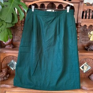 Joan Leslie Forest Green Vintage Wool Blend Tailored Midi Skirt Size 14/16